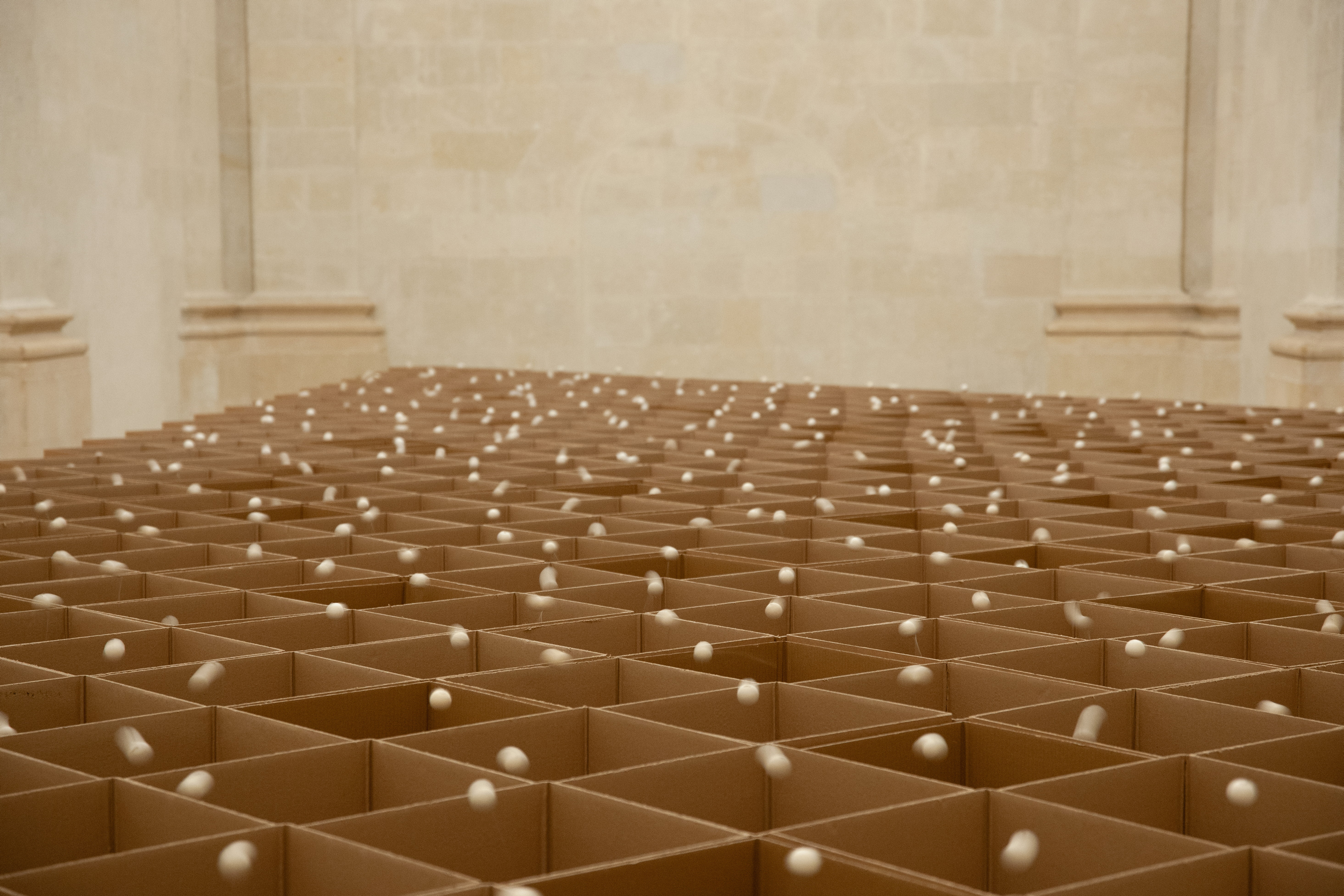 Vue de l'installation de Zimoun © Musée d’arts de Nantes, photo: Cécile Clos